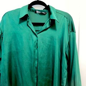 Emerald satin like shirt